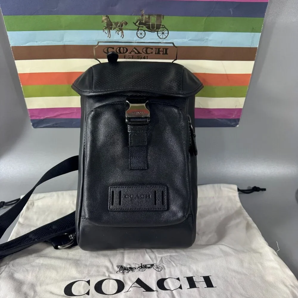 NWOT Authentic Coach # 2944 Black Leather Ranger Mini Pack - Picture 1 of 15